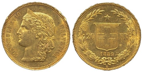 Moneta oro franchi svizzera - moneta,