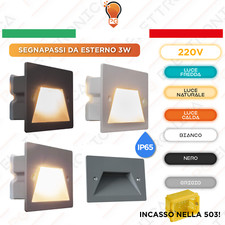 Faretto segnapasso esterno IP65 3W LED incasso scatola 503 scale viale gradino