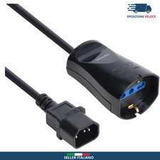 Cavo Alimentazione ⚡ IEC C14 Maschio a Presa Schuko Bipasso 10/16A 12.5cm 🚚🇮🇹