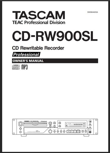 Tascam rw900sl manuale - cd-rw900sl, di