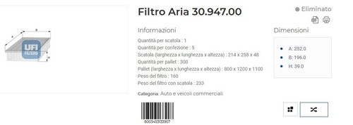 Filtro aria lancia autobianchi - filtro,
