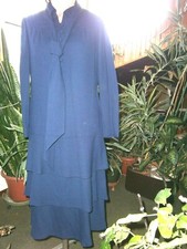 Abito donna  longuette anni '70,di crepe di lana blu -TAGLIA 46