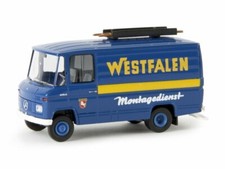 Brekina Mercedes L 406 D T2 Düsseldorf Kasten Westfalia 1 87 TD NOS confezione originale top