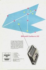 PUBBLICITA' 1952 OLIVETTI LETTERA 22 DESIGN ELEGANZA SCHEMA MACCHINA DA SCRIVERE