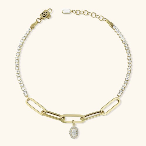 Braccialetto con charm ovale - braccialetto,