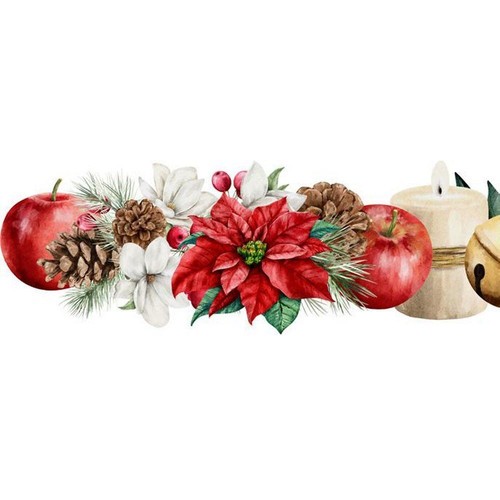 Nastro fiori natalizi cm - 10,