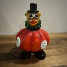 Zucca pagliaccio vintage veneziano vetro di Murano etichetta arancione unico Halloween