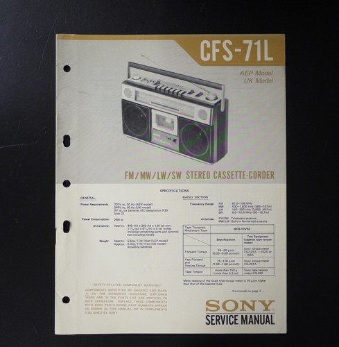 Originale sony cfs - originale, cfs-71l
