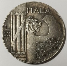 COPIA MONETA 20 LIRE 1928