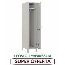 ARMADIO ARMADIETTO SPOGLIATOIO 1 POSTO 175x34x36CM IN LAMIERA GRIGIO METALLO