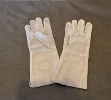 5 Paia di Guanti da lavoro bianchi in crosta di Bovino, Polsini 15 cm, size 10.