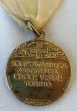 MEDAGLIA IN ARGENTO DORATO CROCE VERDE TORINO SANITA  GREEN CROSS SILVER MEDAL