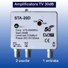 Amplificatore Segnale TV Antenna Digitale Terrestre da palo 30DB Filtro 5G 1in2o