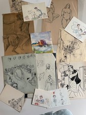 LOTTO DISEGNI TECNICHE MISTE 14  PEZZI lot dessins
