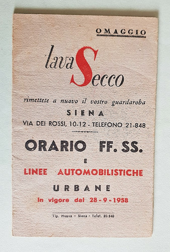 Orario ferroviario siena 1958 - siena,