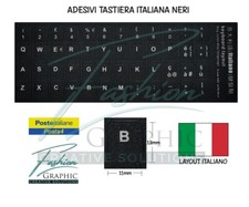 Adesivi lettere per tastiera italiana neri keyboard da notebook pc stickers