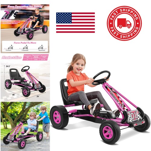Pink pedal powered kart - pink,