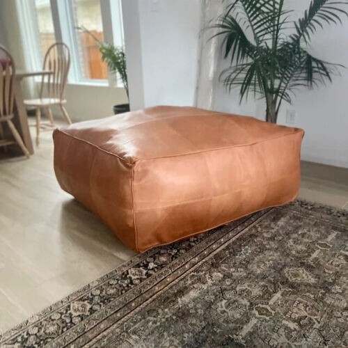 Pouf ottomano vintage pelle - pouf,