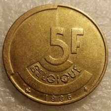 MONETA 5 FRANCHI  BELGA 1986
