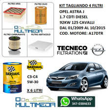 TAGLIANDO 4 FILTRI E OLIO BARDAHL 5W30 OPEL ASTRA J 1.7 CDTI 92KW 125 CV CAVALLI