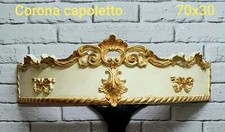 BALDACCHINO IN LEGNO AVORIO E FOGLIA ORO CON DECORI 70x30 cm