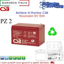 Batteria Al Piombo Ad Uso Ciclico 12V 15Ah kit Da 2 Per Bici Carrello Elevatore
