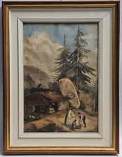 Antico Dipinto Acquerello XIX