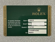 ROLEX Guarantee Warranty
