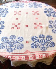 Tappeto da Tavolo 128 X 128 CM Ricamato IN Colori E Con Di Pizzo