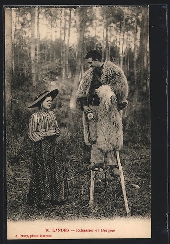 Cpa landes echassier et - echassier,