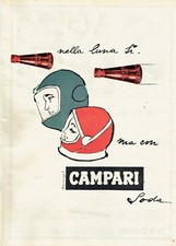 Nella Luna si ma con Campari Soda PUBBLICITA ORIGINALE F. Marangolo ANNI 60