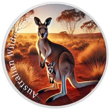  2026 Australia 1 oz 9999 argento FDC Australian Wilderness Kangaroo & Joey Col