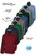 MAGLIA UOMO POLO 3 BOTTONI SOTTO GIACCA LANA MERINO MADE IN ITALY 
