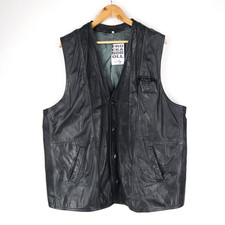 Gilet gilet vintage in pelle nera taglia XL EU 56 (T9539)