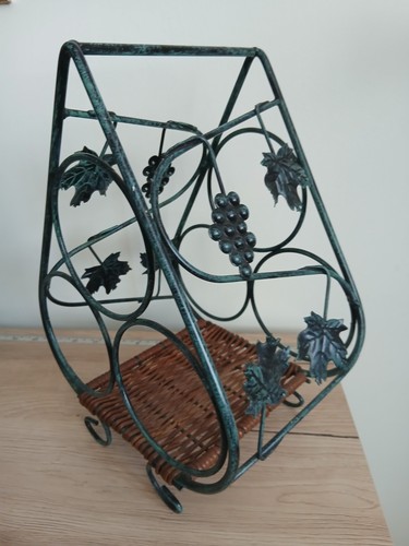 Wine rack metal and rattan - wine,