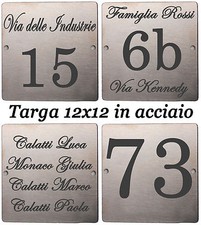 Numero civico 12x12 cm in acciaio inciso