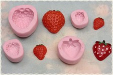 stampi gomma siliconica set forme Fragola - lotto 4pz - fimo cernit formine