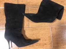 Fetish- stivali donna tacco Spillo alto 70, scamosciati, colore nero n. 38