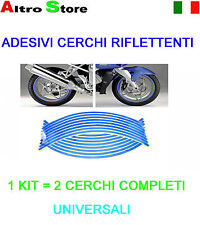 ADESIVI STRISCE STICKERS CERCHI MOTO AUTO BICI RIFLETTENTI BLU UNIVERSALI