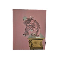 Daniel BEC, olio su tela anni '60 TIGRE surrealista Francis Bacon PARIGI