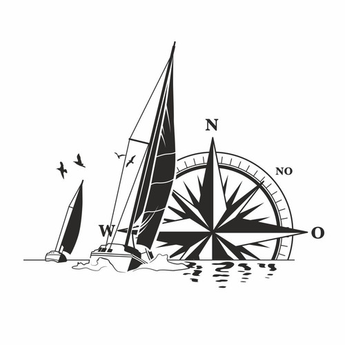 Adesivo barca vela bussola - vela,