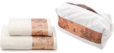 Beauty Case E Coppia Asciugamani 1+1 Geo Classic Alviero Martini 1ª CLASSE Panna