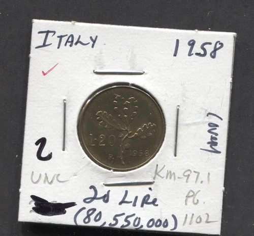 1958 italy unc lira - 1958-italy-,