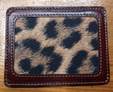 Porta cartecredito in vera pelle con stampa leopard- 100% Made in Italy