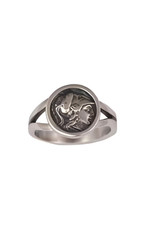 Anello con sigillo Dea Athena, argento sterling, design mitologico greco