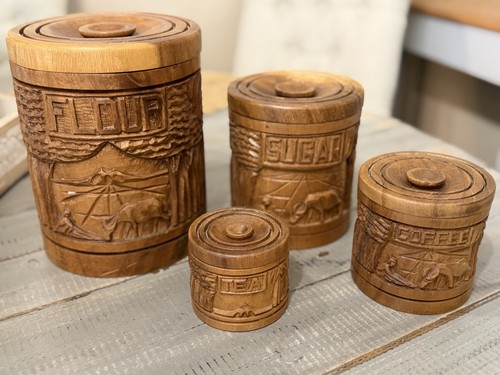 Vtg wood nesting canisters - nesting, &