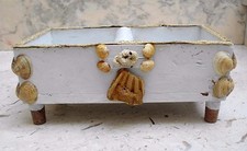  CASSETTA SVUOTA TASCHE LEGNO CONCHIGLIE MODERNARIAT  ARTIGIANALE SHABBY VINTAGE