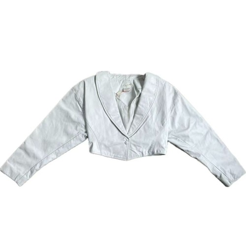 Giacca cropped pelle bianca