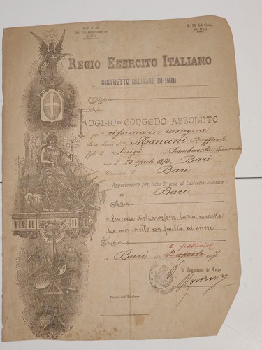 Foglio congedo regio - foglio, di