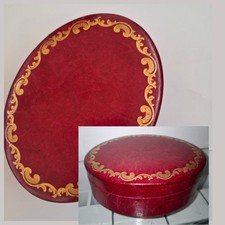 Antica Scatola Portagioie in vera pelle rosa con incisione oro
